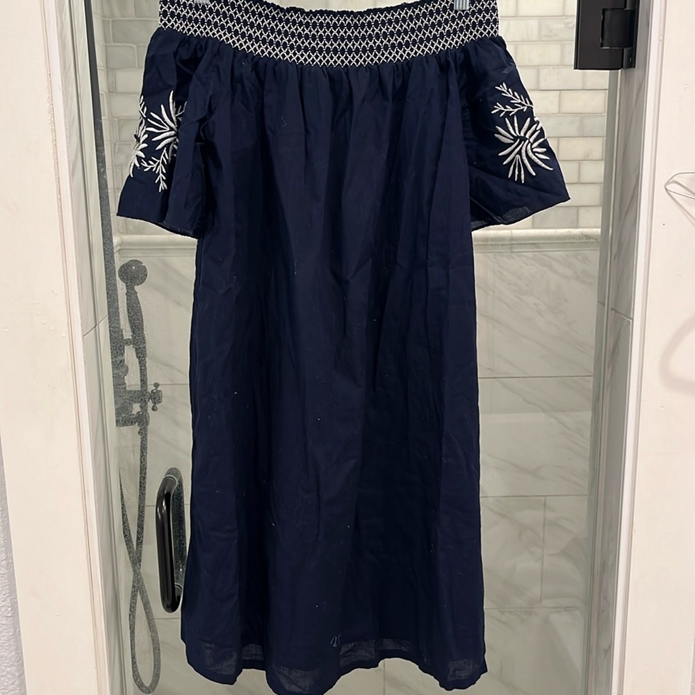 Isabel Maternity Off the Shoulder Navy Dress